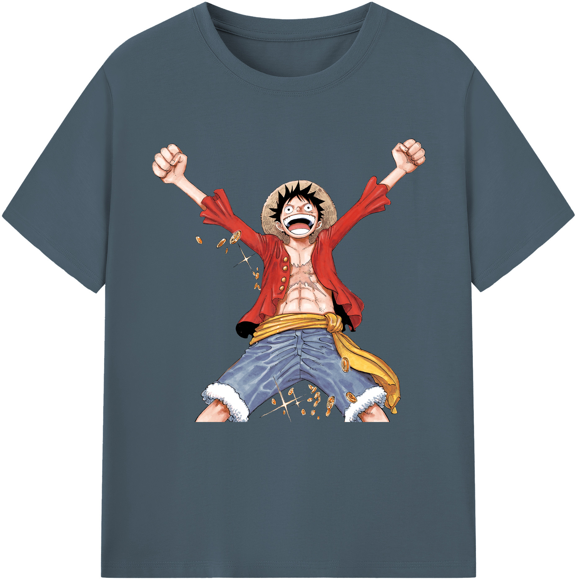 ワンピース モンキー・D・ルフィ ONE PIECE Monkey D. Luffy 綿100％半袖Tシャツ（フロントプリント）